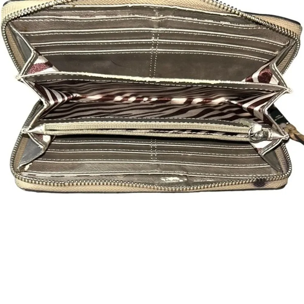 Dana Buchman Tan Croc Faux Leather Large Accordion Ziparound Continental Wallet